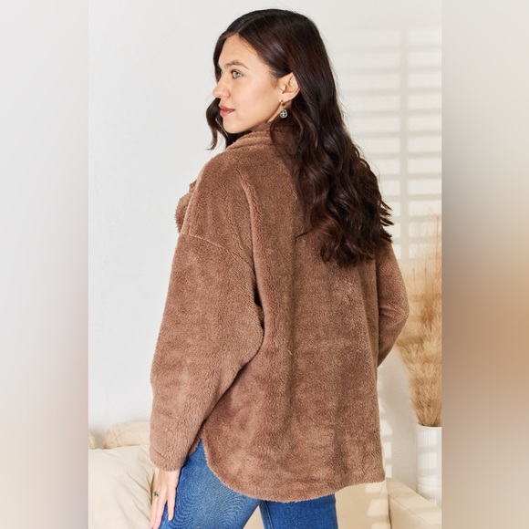 Culture Code Double Breasted Fuzzy Coat - Picture 3 of 5